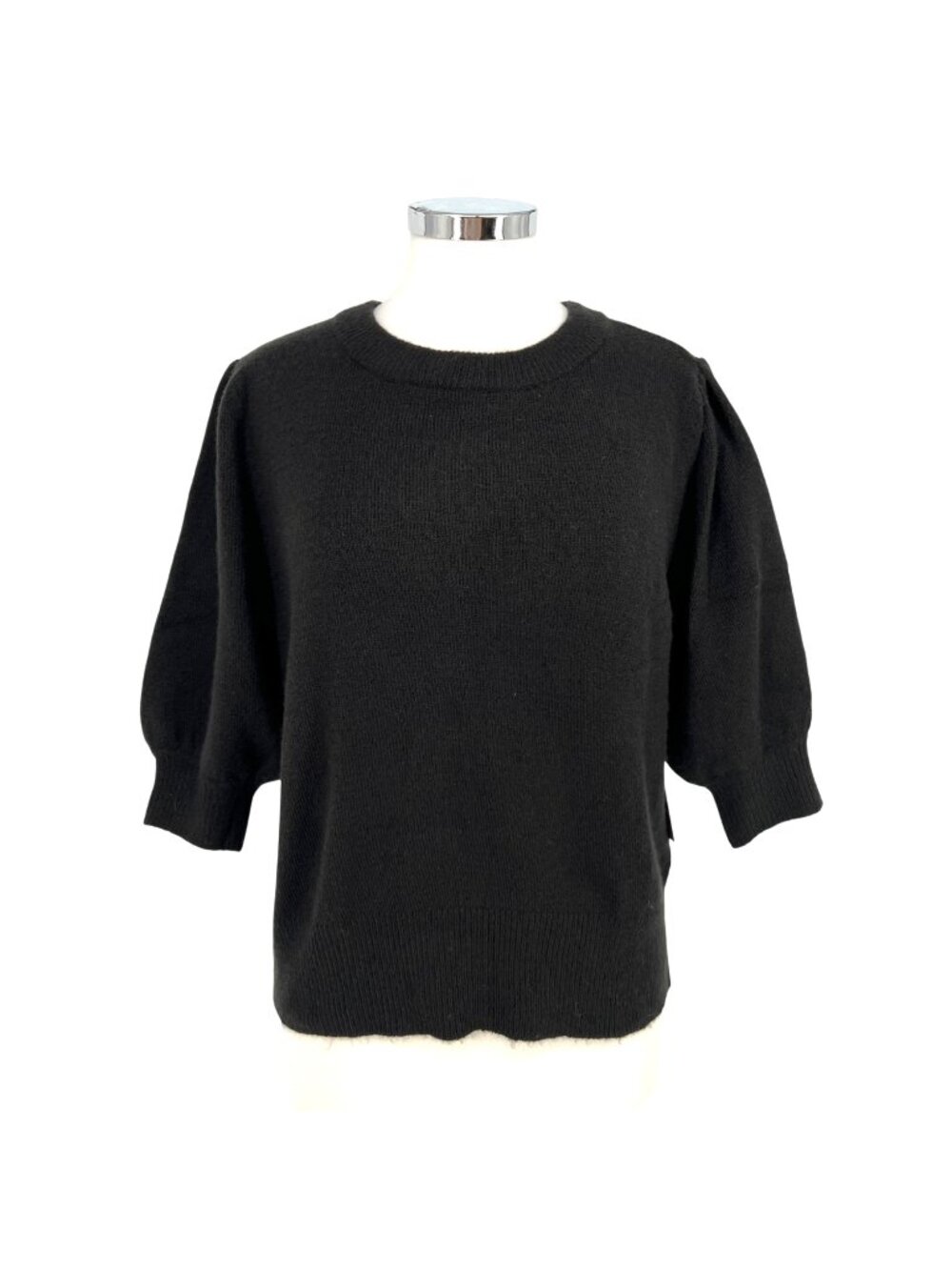 Margeaux & Ellie Timeless Black Puff Sleeve Sweater Short Sleeve Size Large NWT